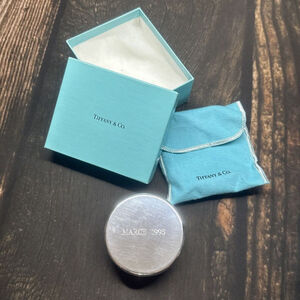 Tiffany & Co Round Handcrafted Pewter Trinket Box w/ Lid